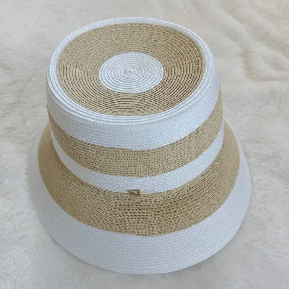 NWT Eric Javits Women’s Stripe Bucket Straw Hat Packable - Picture 4 of 6
